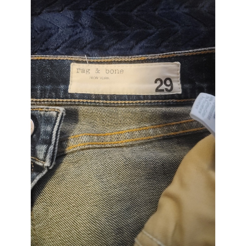 Rag & Bone Ryan Straight Leg Jeans Blue Raw Hem Sz 29 edgy distressed never worn - Picture 2 of 7